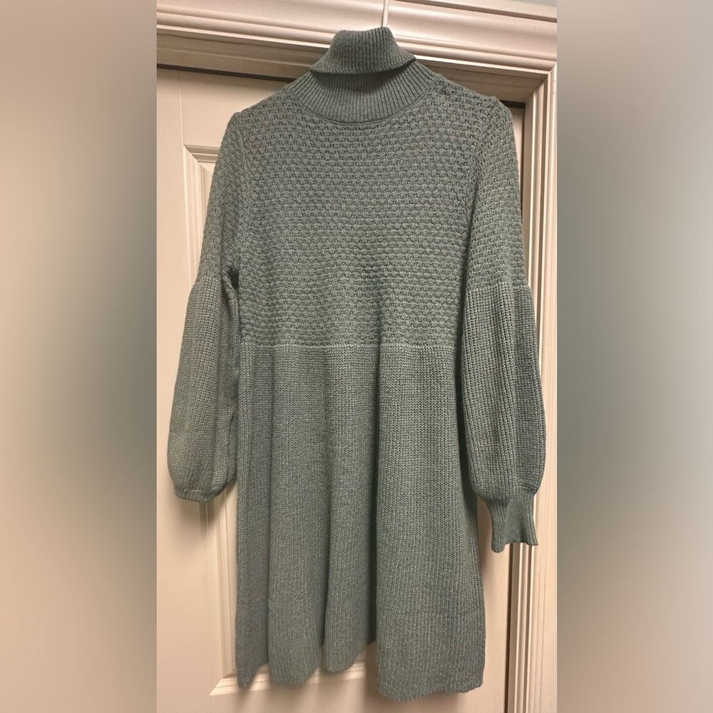 Green Knit Sweater Dress